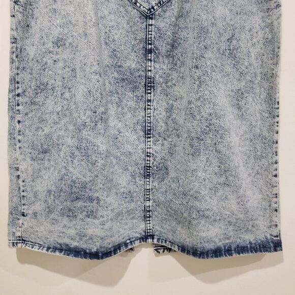 Vintage Denim Skirt Sz 18W 80s Kayo Acid Wash Pockets Maxi Midi 100% Cotton - Picture 9 of 14